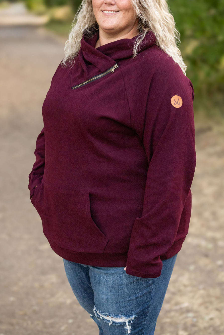 Burgundy Asymmetrical Cowl Sweater