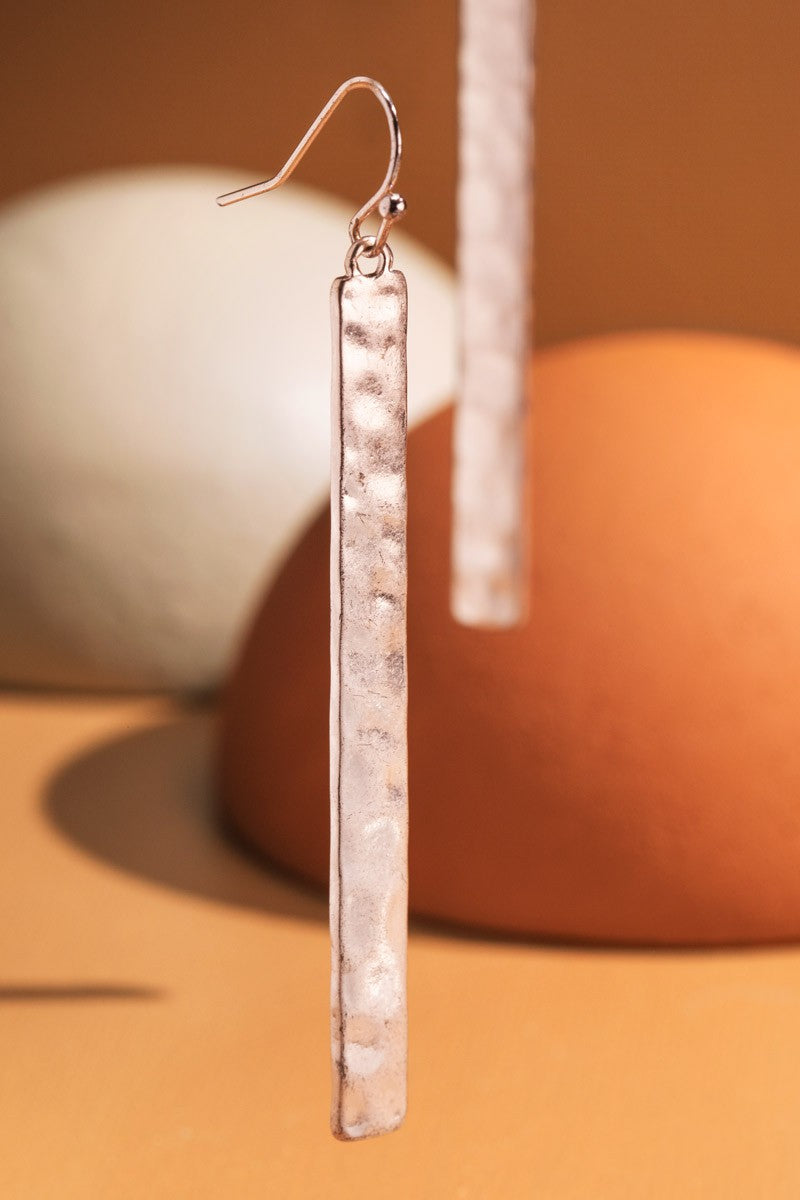 Hammered Rose Gold Rectangle  Earring