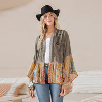 Boho Patch Overshirt Kimono Shrug * on sale