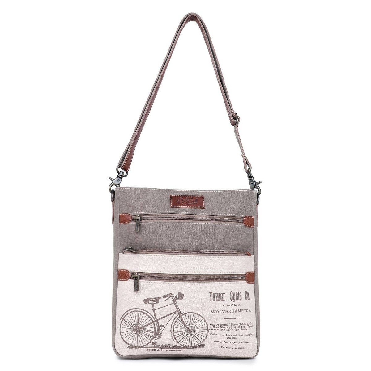 Canvas  Leather Women Crossbody Bag - Timberwolf/Taupe