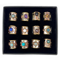 Mixed Metal Cuff Rings with Single Stone