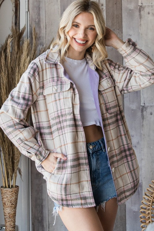 Lavender & Lilac Plaid flannel jacket