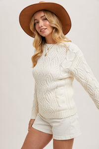 Ivory Twisted Knit Sweater * on sale