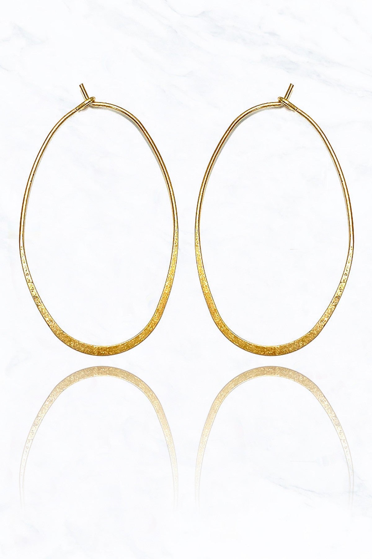 Hammered Gold Oval Hoop Earring