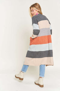 Charcoal Rust Color Block Cardigan