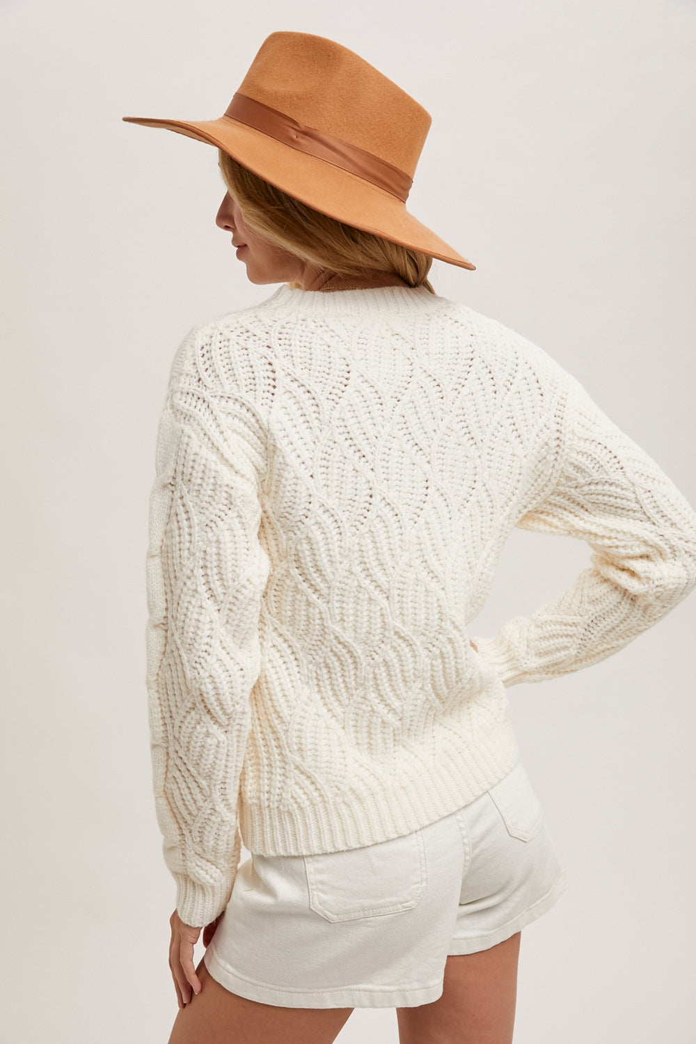 Ivory Twisted Knit Sweater * on sale