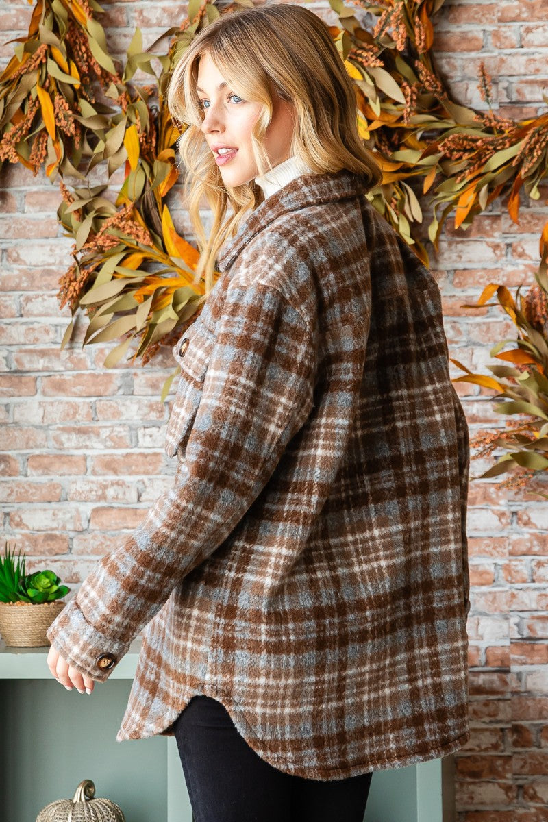 Coffee Plaid flannel jacket * on sale