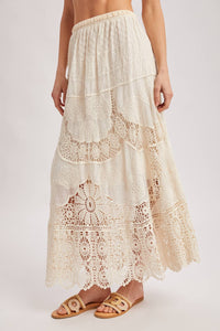 BOHO SHEER LACE MAXI SKIRT WITH LINING
