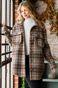 Coffee Plaid flannel jacket * on sale