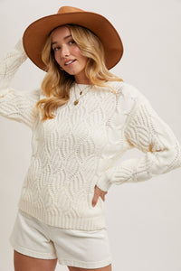 Ivory Twisted Knit Sweater * on sale