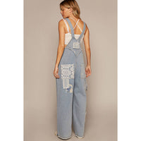 Crochet Patchwork Detail Casual Denim Overalls Jumper / Romper by POL