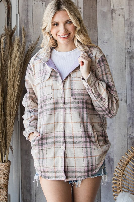 Lavender & Lilac Plaid flannel jacket