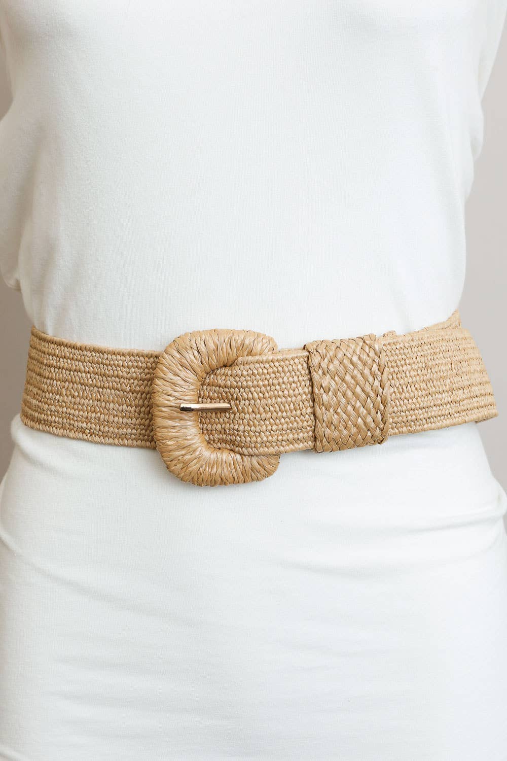 Bestseller Stretchable Raffia Belt – Eco-Friendly Fashion 🌾: Tan