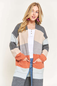 Charcoal Rust Color Block Cardigan