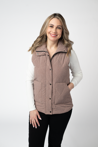 REMY ZIP UP VEST JACKET- chestnut