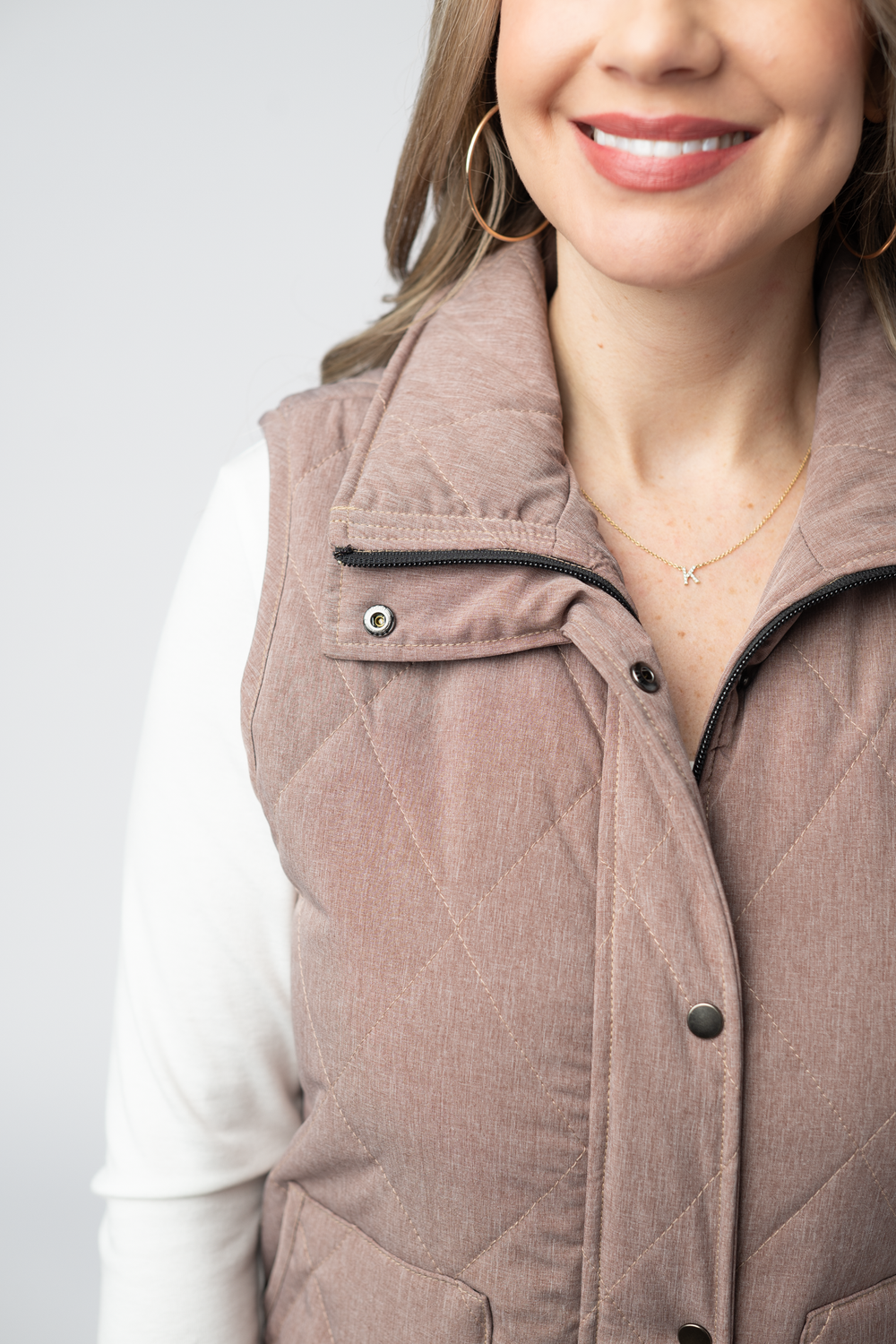 REMY ZIP UP VEST JACKET- chestnut