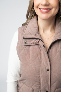 REMY ZIP UP VEST JACKET- chestnut