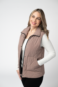 REMY ZIP UP VEST JACKET- chestnut