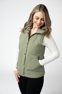 REMY ZIP UP VEST JACKET- sage