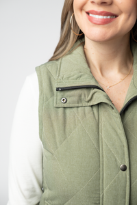 REMY ZIP UP VEST JACKET- sage