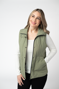 REMY ZIP UP VEST JACKET- sage