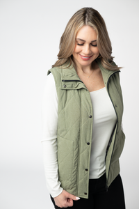 REMY ZIP UP VEST JACKET- sage