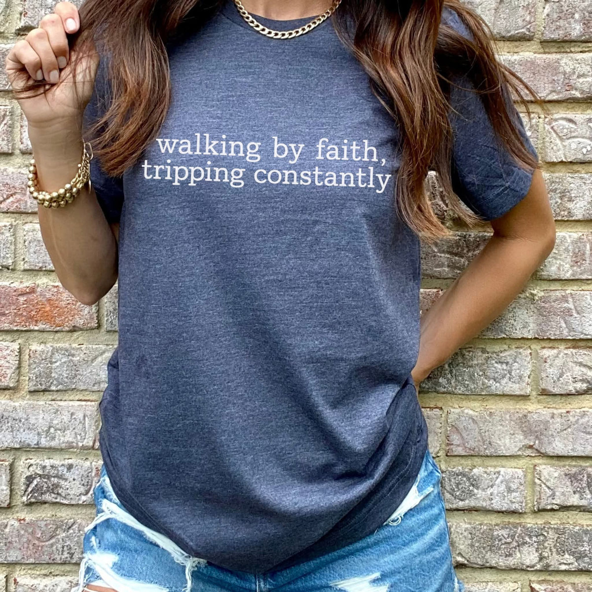 Walking by Faith Graphic Tee - Christian Tee