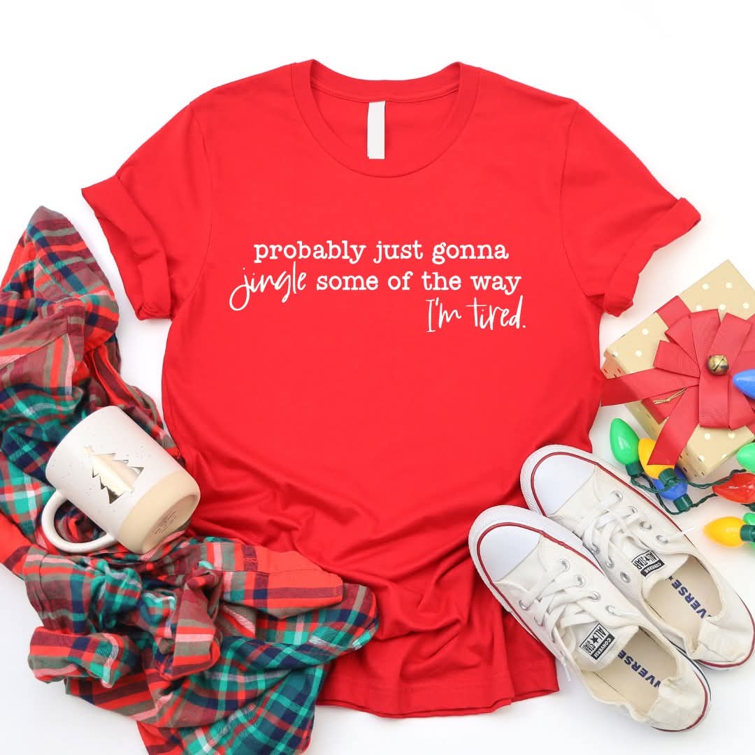 Jingle Some of the Way Christmas Graphic Tee/Crewneck: Red Graphic Tee