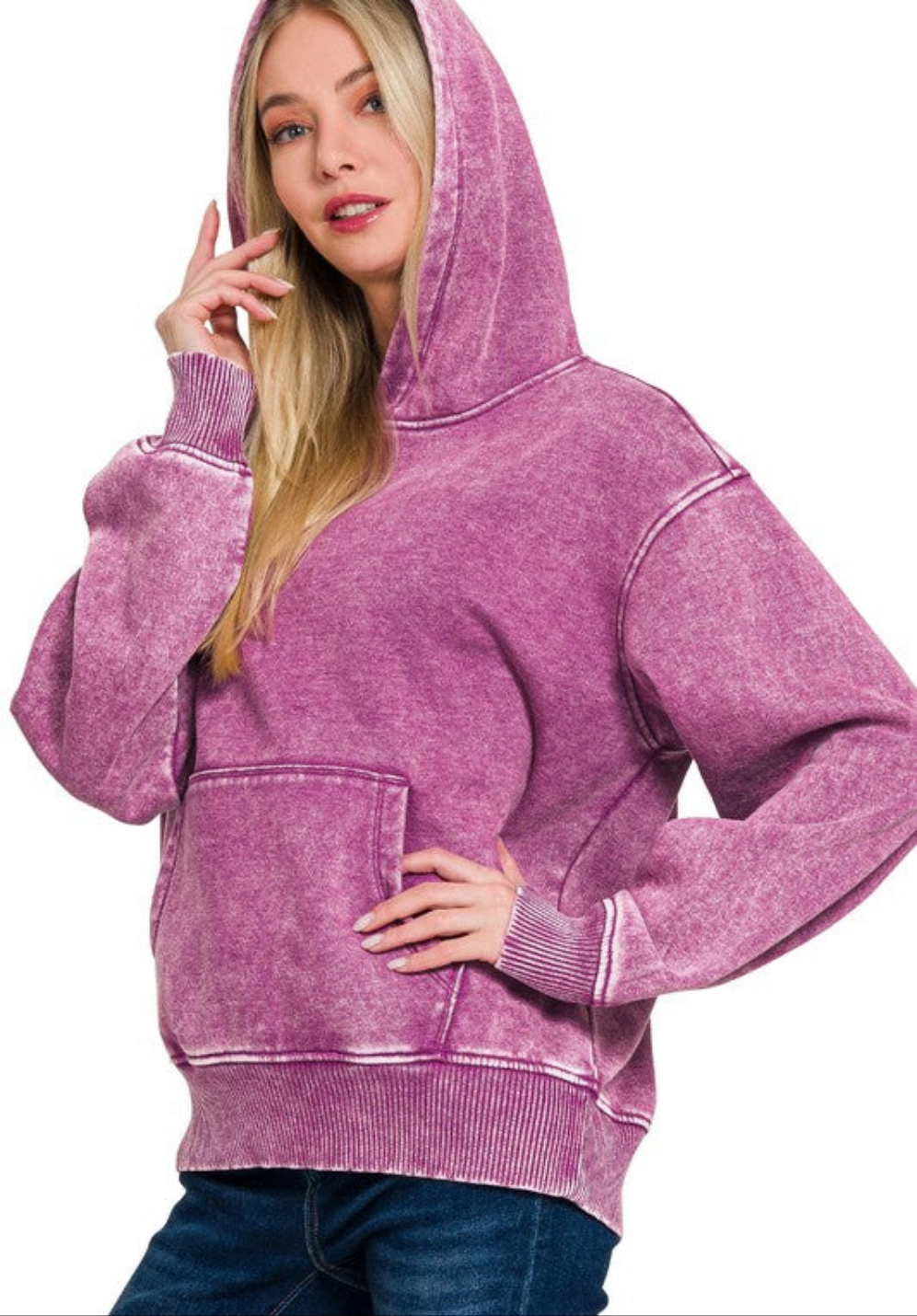 Plum Long Sleeve Sweater Hoodie