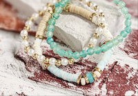 Toes in the Sand trio bracelet set in teal