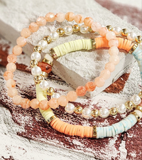 Toes in the Sand trio bracelet set in peach