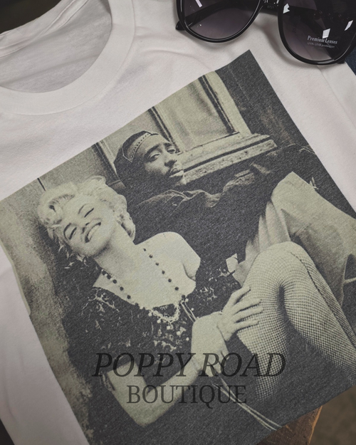 Marilyn and Tupac Graphic T-shirt ** on sale