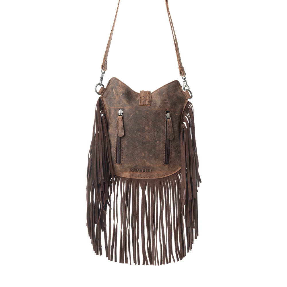 Myra Maverick Mist Hairon Leather Bag Purse in Speckled Ivory