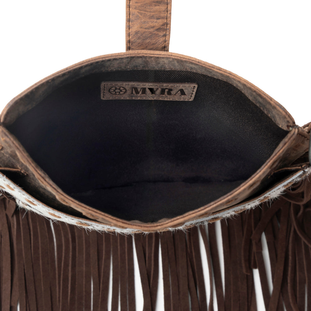 Myra Maverick Mist Hairon Leather Bag Purse in Speckled Ivory