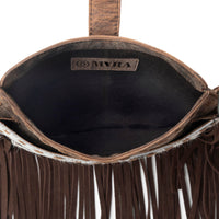 Myra Maverick Mist Hairon Leather Bag Purse in Speckled Ivory