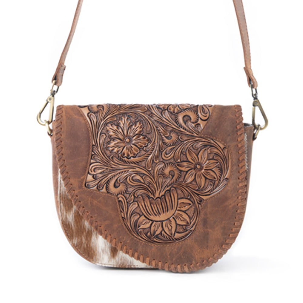 Myra Bronco Ridge Handtooled Bag Purse in Canyon Tan