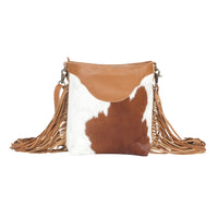 Sunflower Fields Leather Cross-body Purse with leather tassels