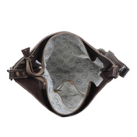 Myra Coco and cream Hand-Tooled Bag Crossbody Purse with Adjustable Strap