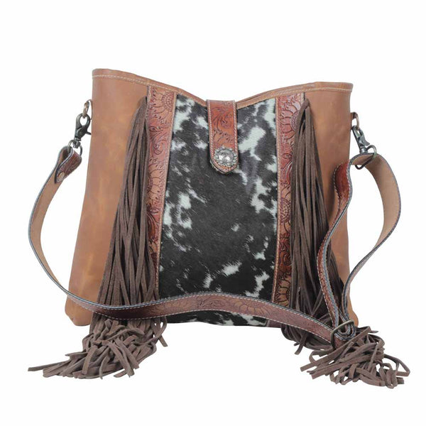 Estatic Leather Cross-body Purse with leather tassels