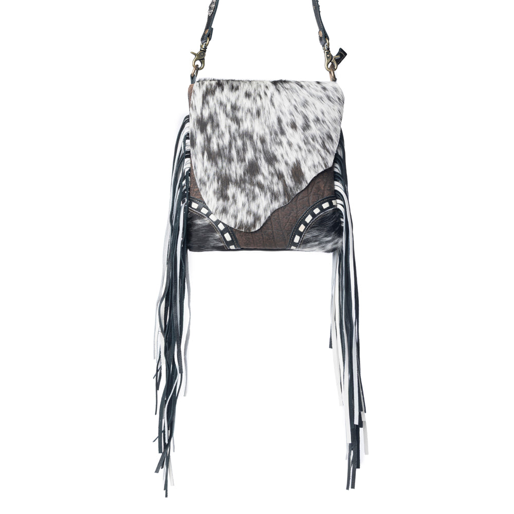 Myra Corral Tempo Leather Concealed Carry Sling Purse - Fringed Hairon Crossbody Bag with Adjustable Strap