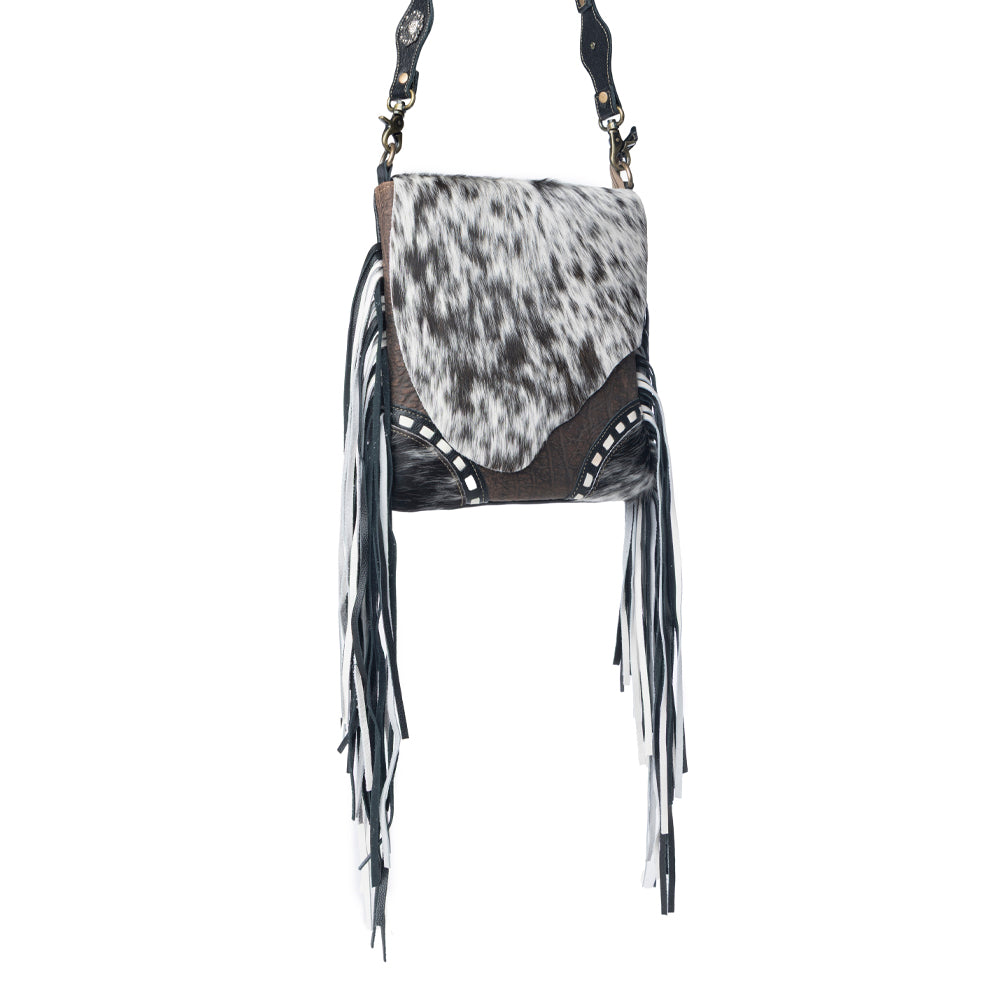 Myra Corral Tempo Leather Concealed Carry Sling Purse - Fringed Hairon Crossbody Bag with Adjustable Strap
