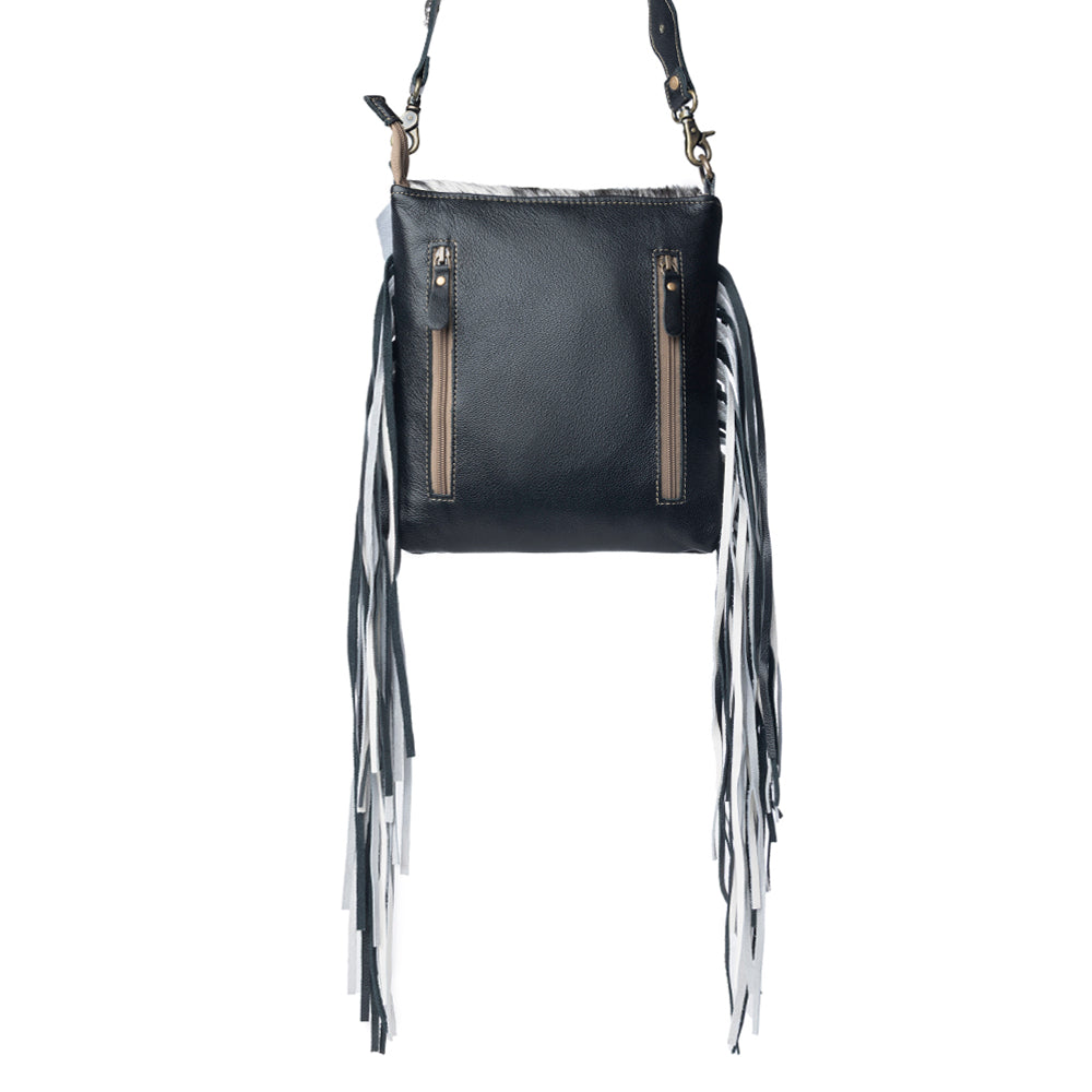 Myra Corral Tempo Leather Concealed Carry Sling Purse - Fringed Hairon Crossbody Bag with Adjustable Strap