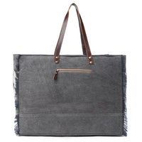 Cartwright Hand-Tooled Weekender Bag in Tan & White