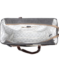 Cartwright Hand-Tooled Weekender Bag in Tan & White