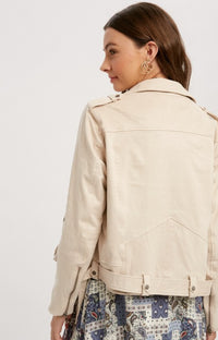 Biker Babe Soft Suede Jacket in Champagne