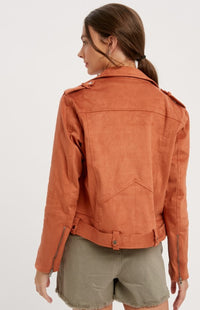 Biker Babe Soft Suede Jacket in Rust * on sale