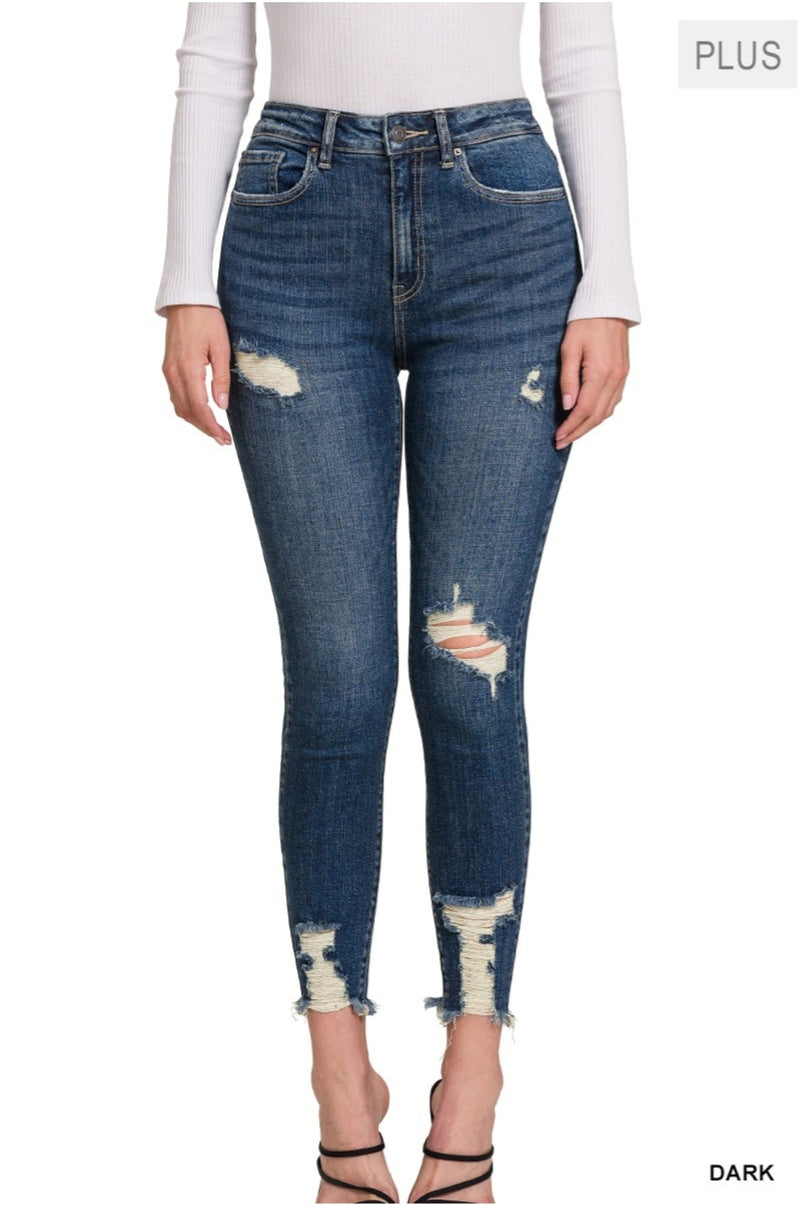 Distressed Skinny Ankle Jeans Plus Size * on sale
