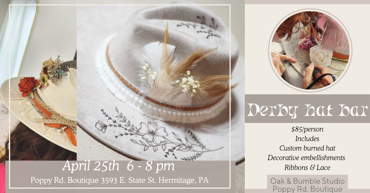 Derby Hat Bar April 25th 6-8pm