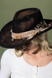 Vintage Versatile Shapeable Cowgirl & Fedora Hat: BLACK