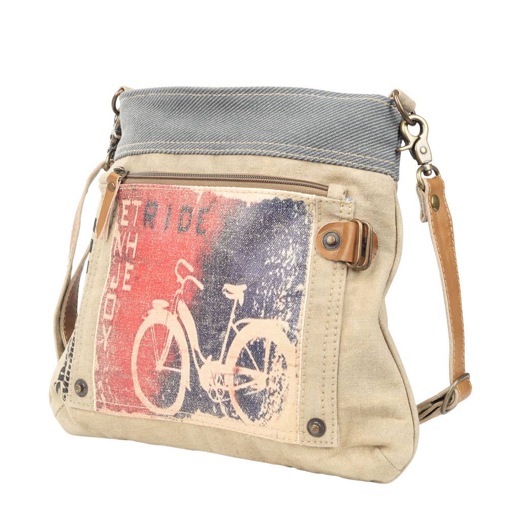 Enjoy The Ride Mixed Canvas Shoulder/Crossbody Bag